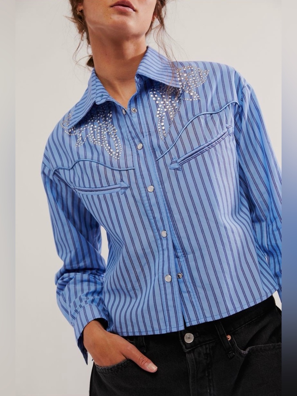 Free People x Understated Leather Embellished Button Down